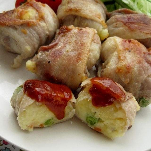 豚肉のポテサラ巻き