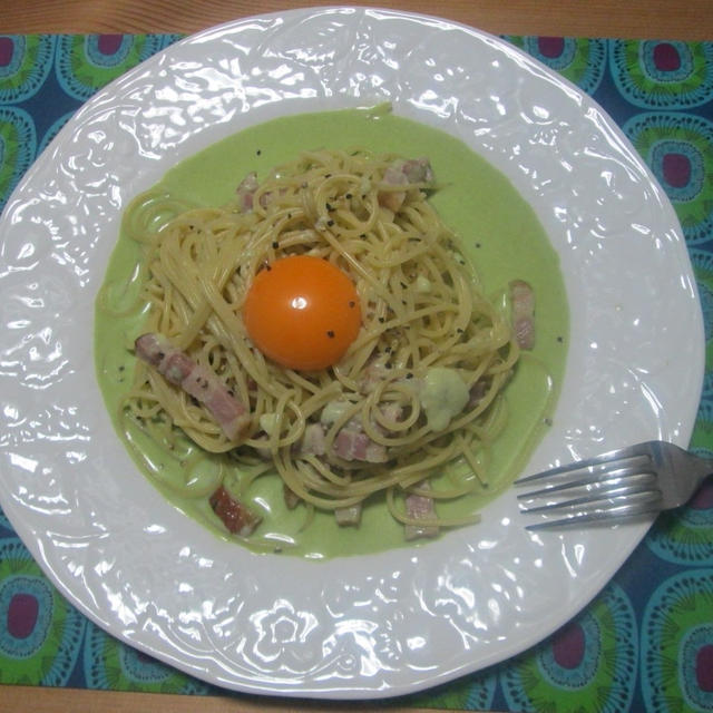 たまにはこんなのも！ カルボナーラ風 青汁スープパスタ