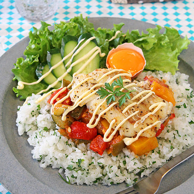 鱈のムニエルとラタトゥイユのカフェ丼 By ぱおさん レシピブログ 料理ブログのレシピ満載