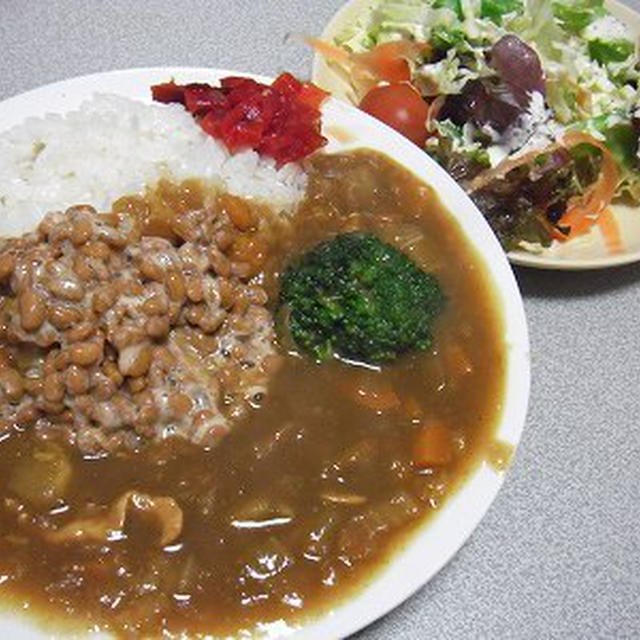納豆カレー。カレー弁当