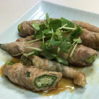オクラ肉巻きしようが焼き