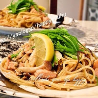 塩昆布でサーモン☆クリームパスタ