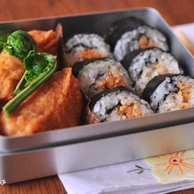 ママ弁「高野豆腐ソボロの海苔巻き弁当」