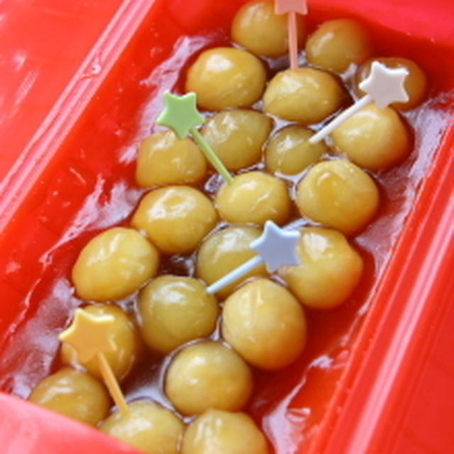 【キッズ】みたらしポテト団子とタレ利用の酢豚風春野菜。