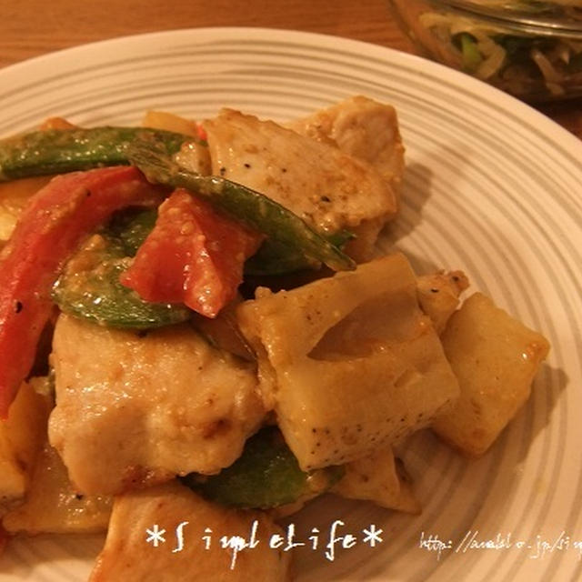 根菜と鶏むね肉の味噌マヨ炒め