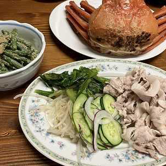 豚肉の冷しゃぶ。いんげん豆祭り