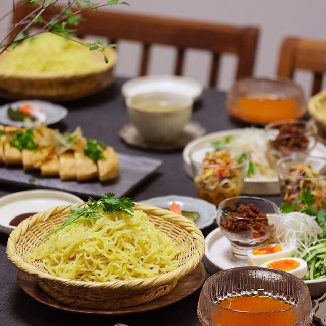 【献立】坦々ざるラーメンと、前日から準備してた具と、栃尾の油揚げなど。～おかん版「たけのこが欲しい」～
