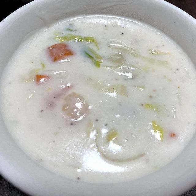 米粉でめんたいクラムチャウダー