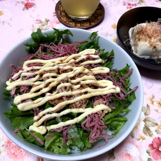 シュレットビーフとツナの簡単どんぶり