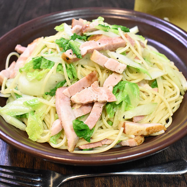 味付け簡単♪ベーコンと白菜のあっさりパスタ