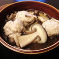 あご入り天然だしパックを使った豚肉団子ときのこのスープ
