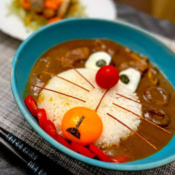 ドラえもん風♡きのこたっぷり♪月見カレー