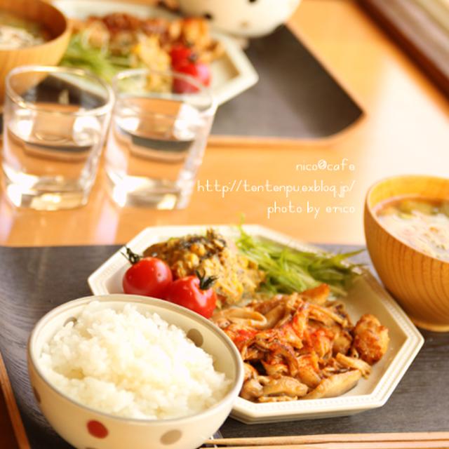 鶏ササミ＆キノコのニンニクバター醤油炒め