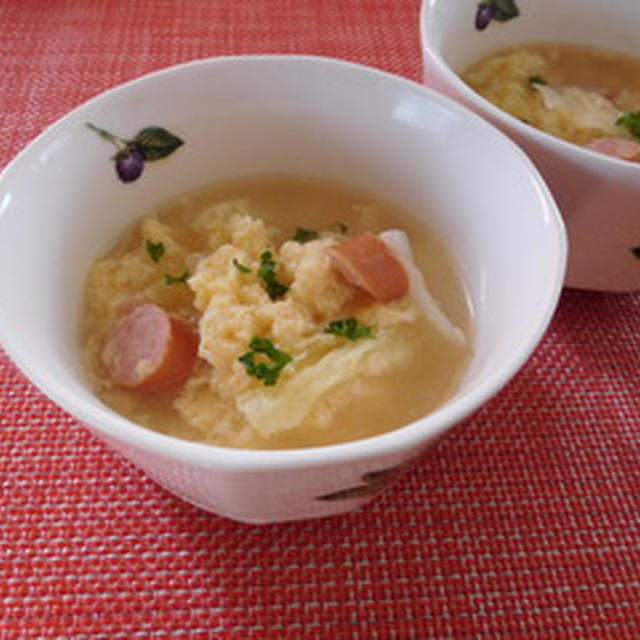 子どもだけで作る白菜のふわふわスープ