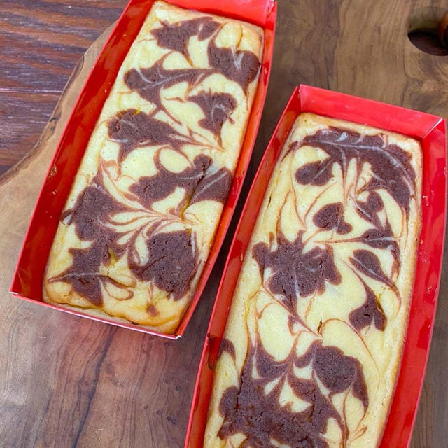 #今日のおやつはこれ　マーブルチーズケーキ
