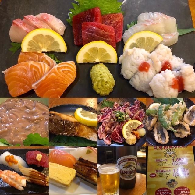大阪　南森町で寿司と料理のコースが2000円　牛肉たたきと鱧の天ぷら　どでか寿司　持ち帰りもお得