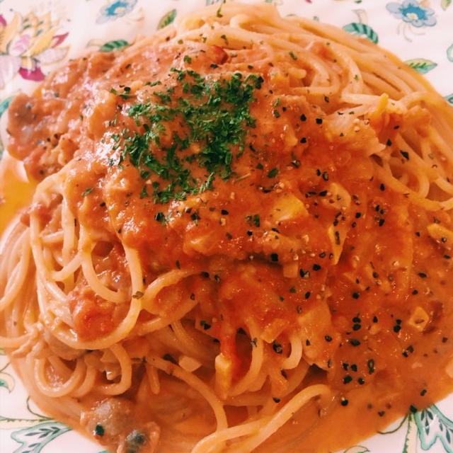 🍝15分で♡【絶品】赤いカルボナーラ🍝