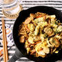 ３個パックの焼きそば麺と残り物で、焼きそば