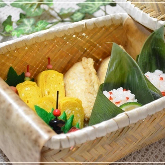 ごはんが主役の竹かご弁当☆