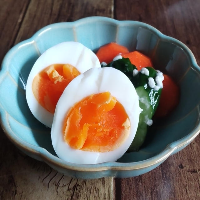 『ゆで卵と野菜のにんにく塩麹漬け』美肌レシピ【準完全栄養品・卵で肌力上げたい①】