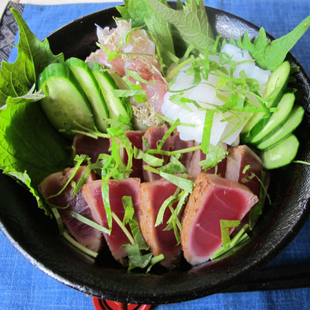 鮪のヅケと鯛の翁和えのちらし寿司