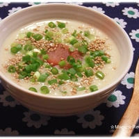 とんこつスープ風味に仕上げた明太子粥