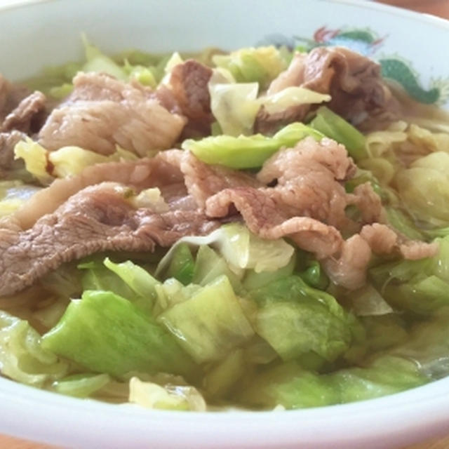 柚子塩で豚バラとキャベツを炒めて＆ラーメン♪