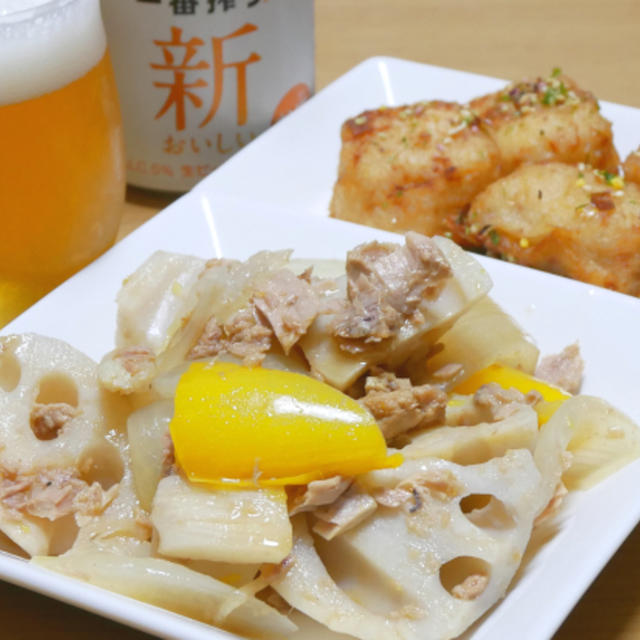 蒸し野菜のツナポン酢和え