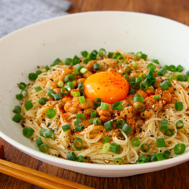 【調理時間5分】焼肉のたれで味つけ簡単！ 「そうめん納豆油そば」のレシピ