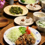鶏の唐揚げ と 黒枝豆 と きんちゃく里芋のみそ田楽風。