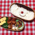 ☆枠弁☆前髪パッツンくんと鮭フレおかっぱちゃん弁当(´▽｀)