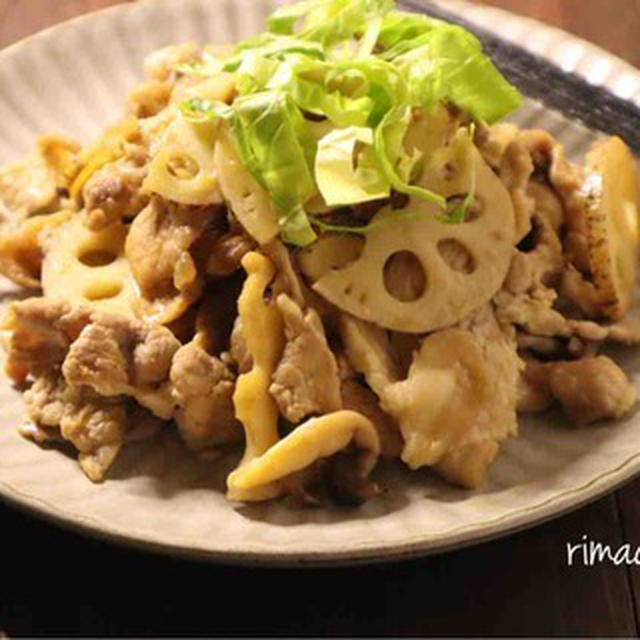 豚肉と蓮根のバター醤油炒め