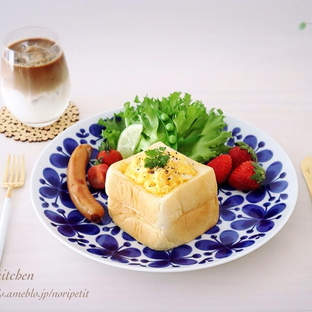 パパッと5分で朝ごはん！トロッ〜ふわぁ♪たまごパンdeワンプレート♡