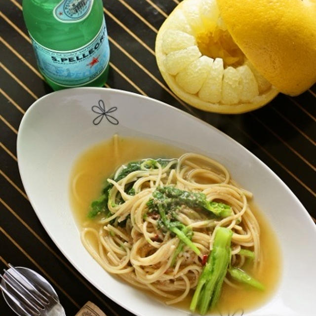 ツガニスープパスタ / お兄ちゃんの卵焼き