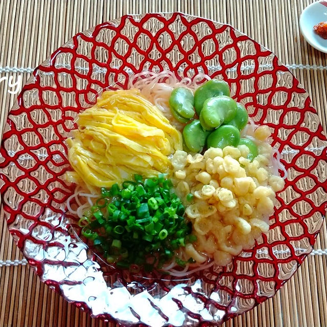 ぶっかけ★空豆たぬき素麺