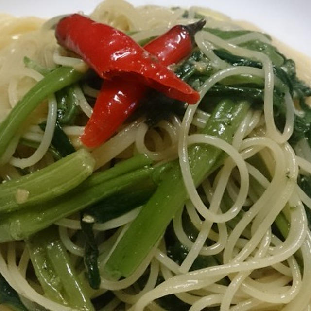 野郎飯流・割と東南アジアっぽい空芯菜のペペロンチーノ