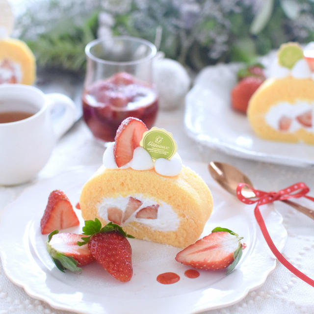 ふわふわ♩いちごのロールケーキ♡