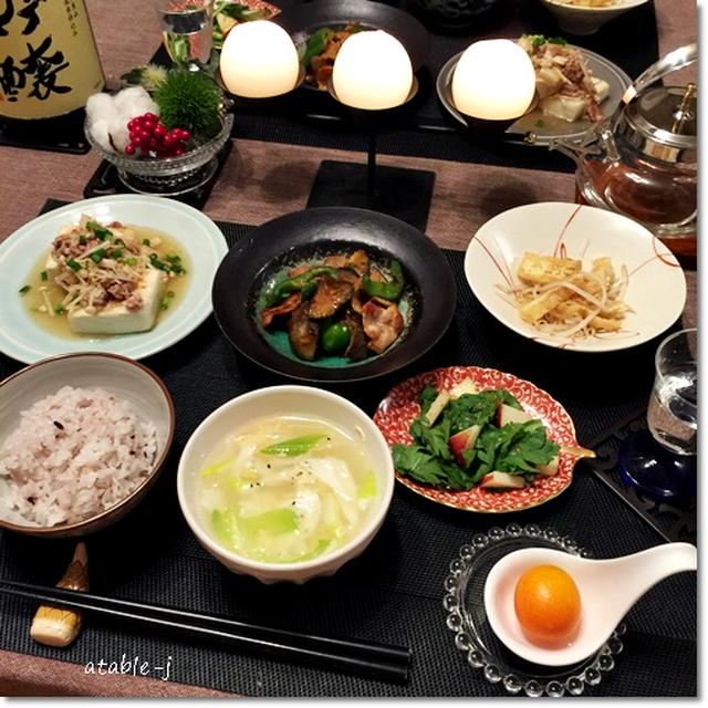 野菜たっぷりヘルシーごはんで風邪予防♪ 豆腐ステーキ・ピリ辛味噌炒め・葱スープ