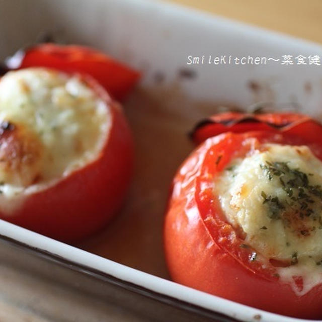 レシピ【簡単＆ローカロリー！！トマトの肉詰め】