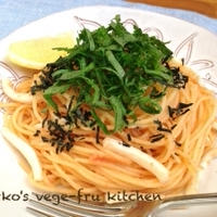 大葉香る♪いかと明太子のパスタ～早茹でパスタで時短レシピ～
