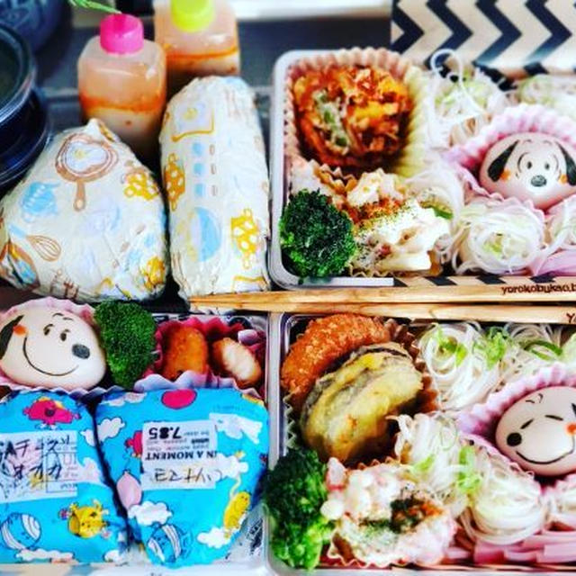 ３種類のつけダレ☆スヌーピー麺弁当♪おにぎり弁当♪