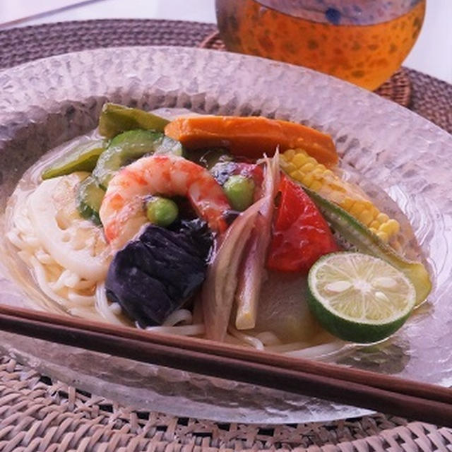 御中元に届いた 「夏野菜の冷し麺」