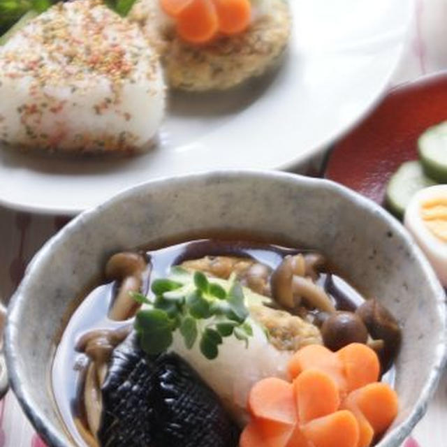 「豆腐と鶏ひき肉の紫蘇ハンバーグ」と和な夕食