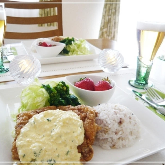 チキン南蛮定食プレート✿ﾜﾝﾌﾟﾚｰﾄ研究会