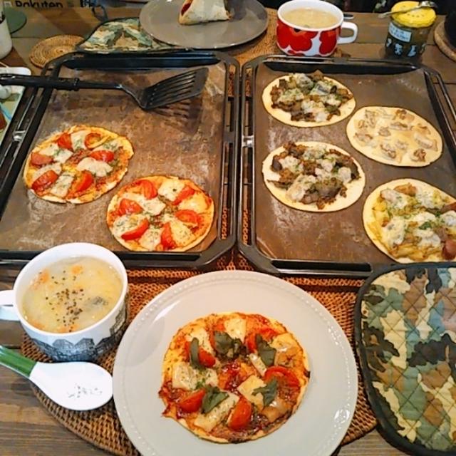 トルティーヤでかんたん！薄焼きピザパーティー♪（と残りはタコス♡）