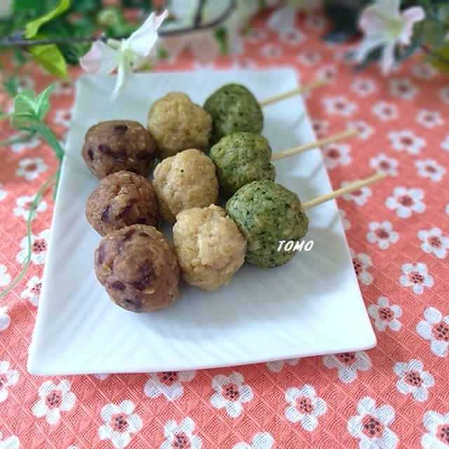 ひな祭り＆お花見にも♪オートミールで和菓子！オートミールの三色団子