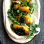 Grilled Nectarine with Tofu Crema and Basil Sauceお店アイデアで作ってみたよ。