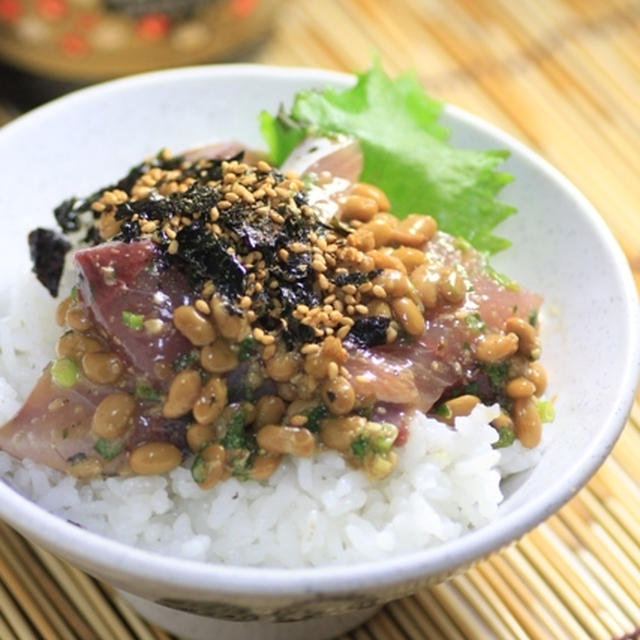 ヤズのお刺身納豆丼