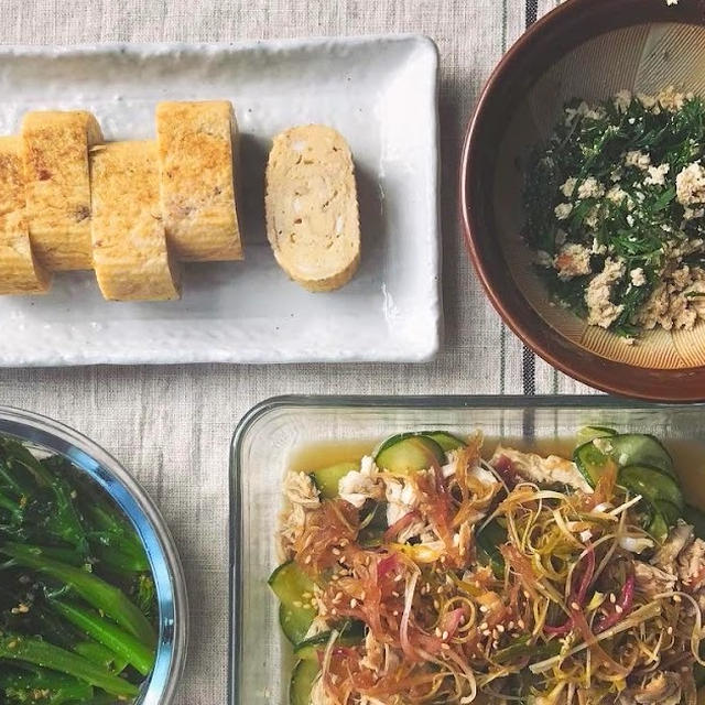 お惣菜記録：茹で鶏と胡瓜の胡麻酢和え＋