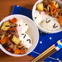 簡単朝ごはん！秋らしく☆さつまいもと豚肉の甘辛炒めで「ハリネズミ丼」
